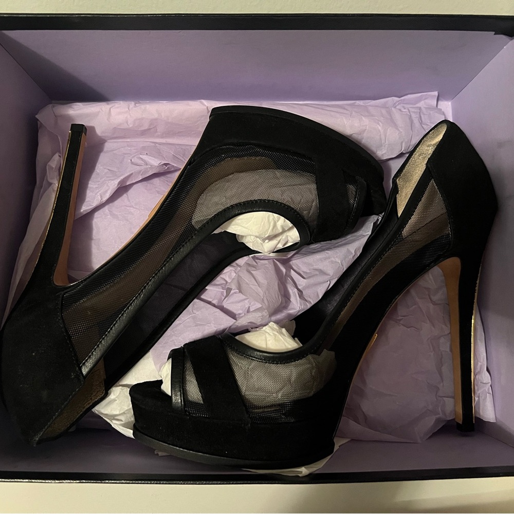 Herve Leger Black Mesh Heels